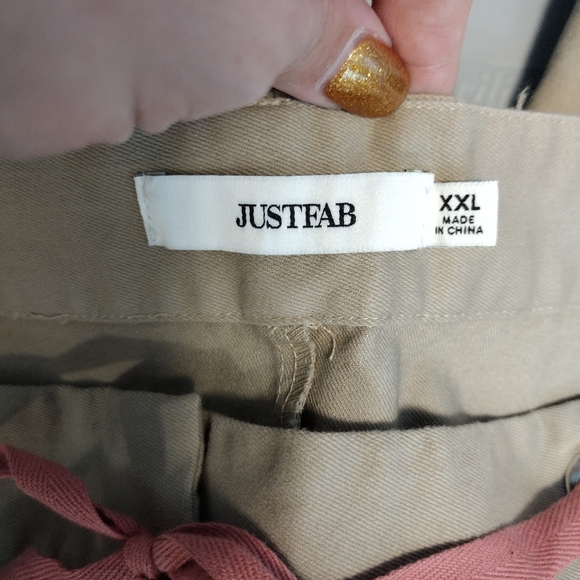 JustFab Pants Womens Extra Extra Large Chino Stripe Trousers Drawstring Tan - Picture 5 of 12